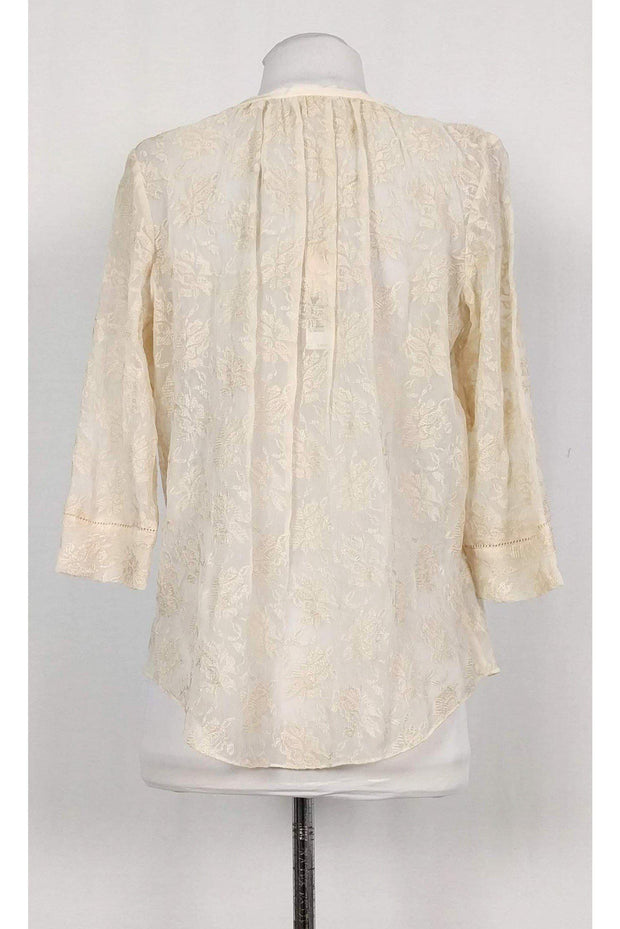 Current Boutique-Rebecca Taylor - Cream Embroidered Silk Top Sz 2