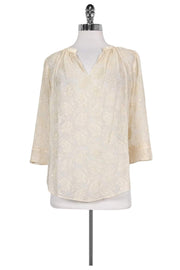 Current Boutique-Rebecca Taylor - Cream Embroidered Silk Top Sz 2