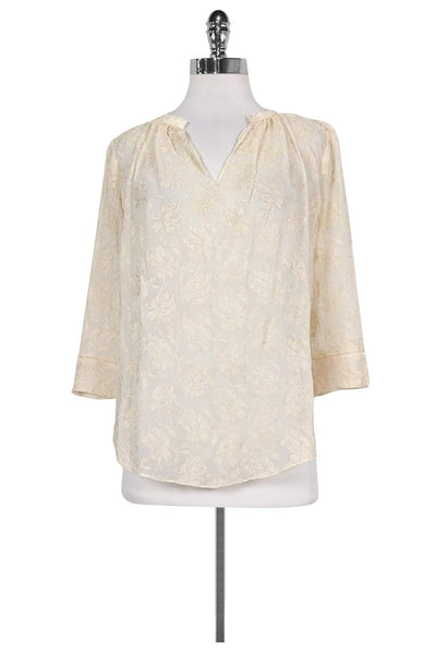 Current Boutique-Rebecca Taylor - Cream Embroidered Silk Top Sz 2