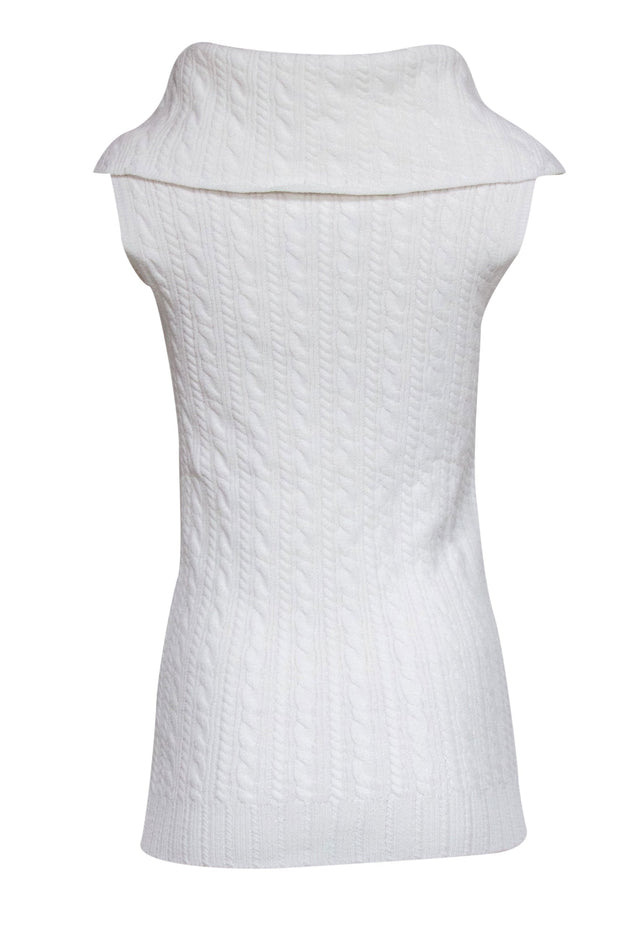 Current Boutique-Rebecca Taylor - Cream Knit Sleeveless Zip Front Top Sz S