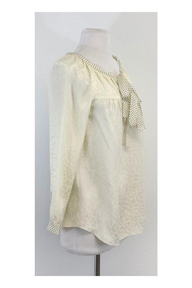 Current Boutique-Rebecca Taylor - Cream Leopard Print Silk Blouse Sz 4