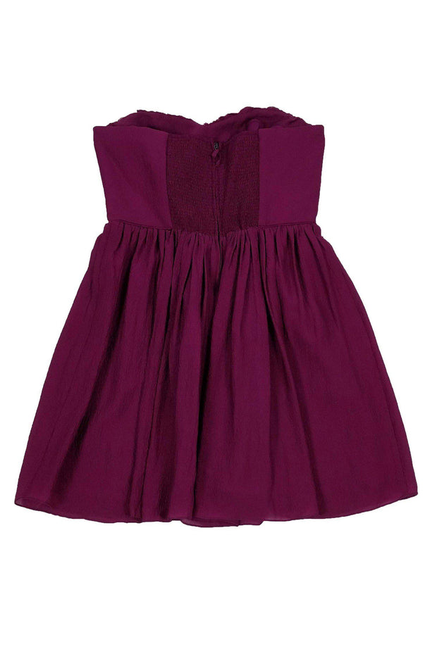 Current Boutique-Rebecca Taylor - Dark Pink Strapless Rosette Dress Sz 10