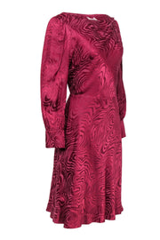 Current Boutique-Rebecca Taylor - Dark Pink Zebra Print Long Sleeve Fit & Flare Dress Sz 14