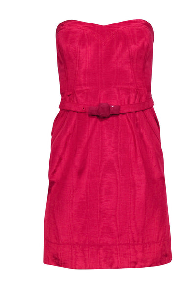 Current Boutique-Rebecca Taylor - Fuchsia Strapless Belted Dress Sz 4