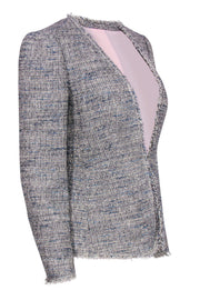 Current Boutique-Rebecca Taylor - Gray, Blue & Ivory Metallic Tweed Jacket Sz 6