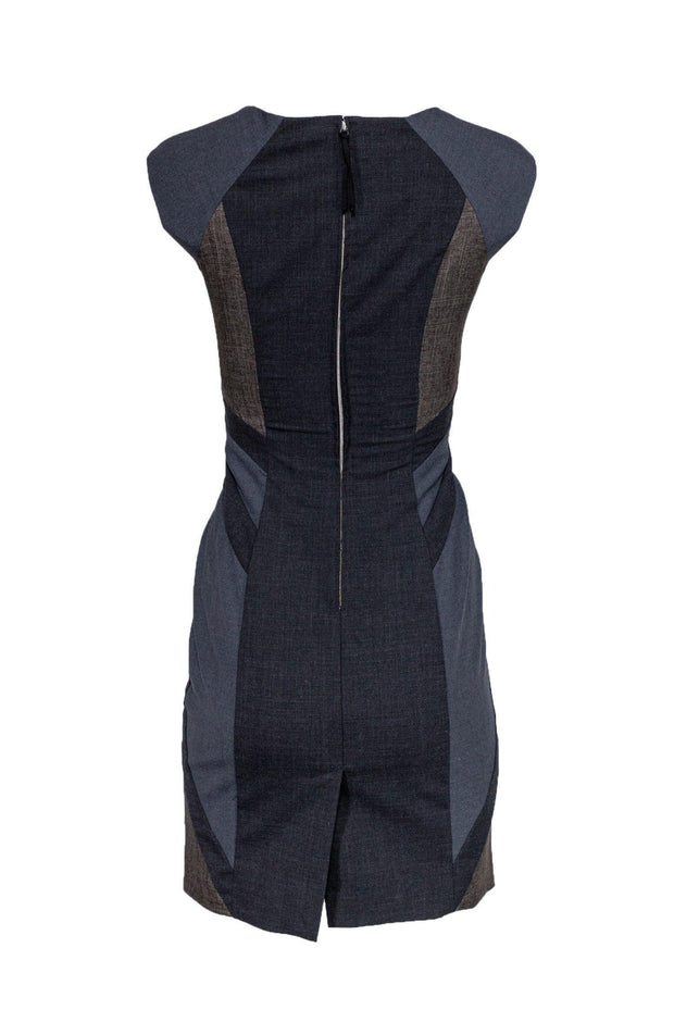 Current Boutique-Rebecca Taylor - Gray & Brown Patchwork Colorblock Dress Sz 0