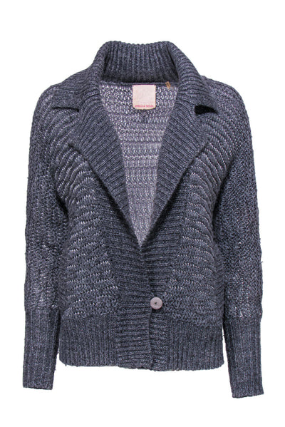Current Boutique-Rebecca Taylor - Gray & Metallic Silver Knit Cardigan Sz XS
