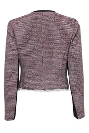 Current Boutique-Rebecca Taylor - Gray & Red Woven Tweed Zip-Up Jacket Sz 8