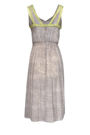 Current Boutique-Rebecca Taylor - Gray Reptile Print Dress w/ Lime Green Trim Sz 2