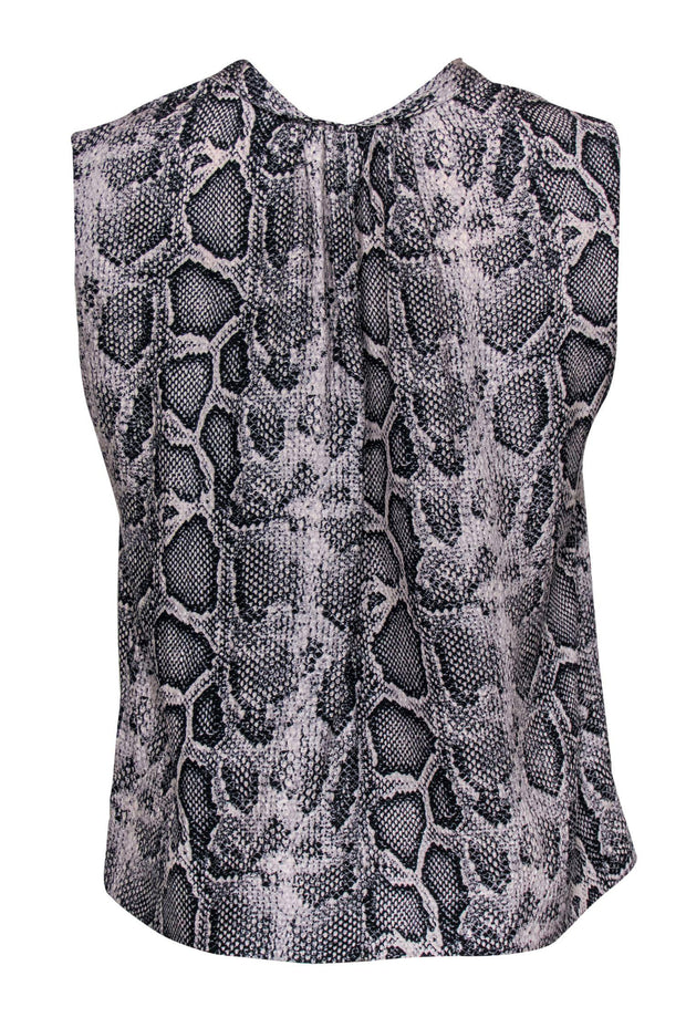 Current Boutique-Rebecca Taylor - Gray Silk Snakeskin Printed Blouse Sz 10