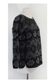 Current Boutique-Rebecca Taylor - Grey & Black Print Wool Shell Top Sz 4