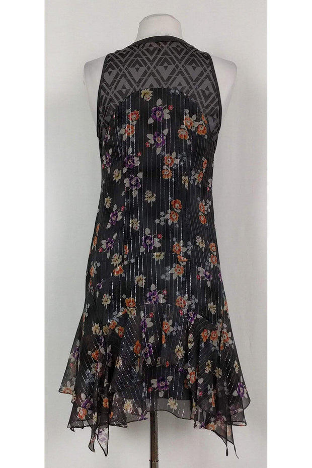 Current Boutique-Rebecca Taylor - Grey Floral Ruffle Dress Sz 2