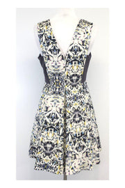 Current Boutique-Rebecca Taylor - Grey Panel Prism Print Silk Dress Sz 6
