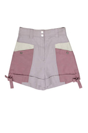 Current Boutique-Rebecca Taylor - Grey, Purple & Cream Colorblocked High-Waisted Shorts Sz 4