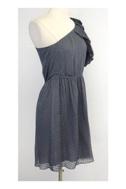 Current Boutique-Rebecca Taylor - Grey Swiss Dot Silk One Shoulder Dress Sz 6