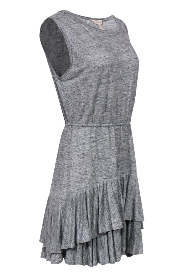 Current Boutique-Rebecca Taylor - Heather Grey Sleeveless Tiered Linen Dress Sz L