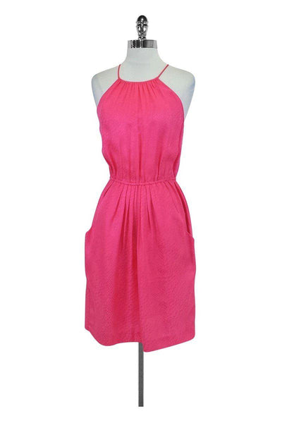 Current Boutique-Rebecca Taylor - Hot Pink Halter Neck Dress w/ Pockets Sz 2