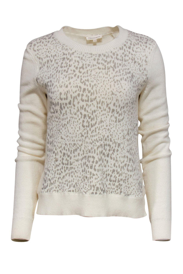 Current Boutique-Rebecca Taylor - Ivory & Grey Leopard Print Sweater Sz S