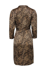 Current Boutique-Rebecca Taylor - Leopard Print Button-Up Silk Shirt Dress w/ Knot Detail Sz 4