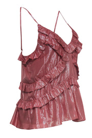 Current Boutique-Rebecca Taylor - Metallic Pink Ruffle Camisole Tank Sz S