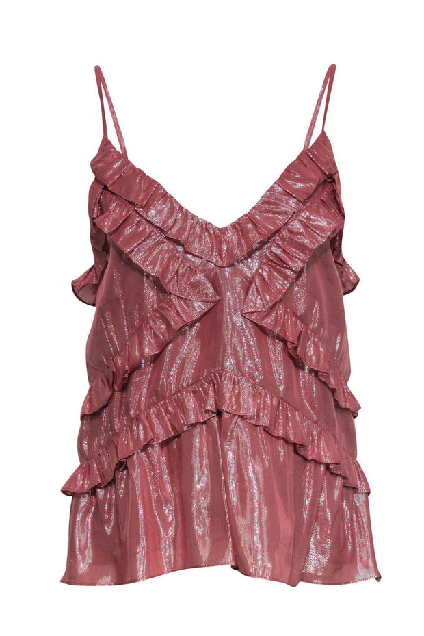 Current Boutique-Rebecca Taylor - Metallic Pink Ruffle Camisole Tank Sz S