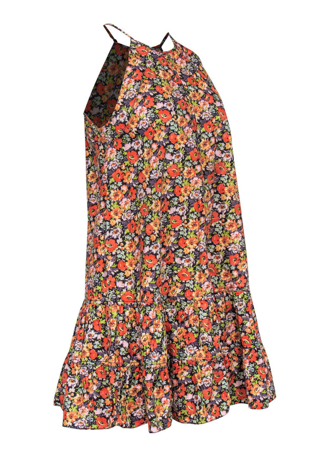 Current Boutique-Rebecca Taylor - Multicolored Floral Print Racerback Shift Dress w/ Ruffle Hem Sz 0