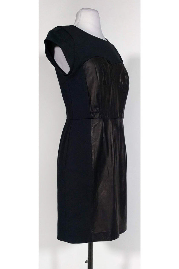 Current Boutique-Rebecca Taylor - Navy & Black Leather Trim Dress Sz 8