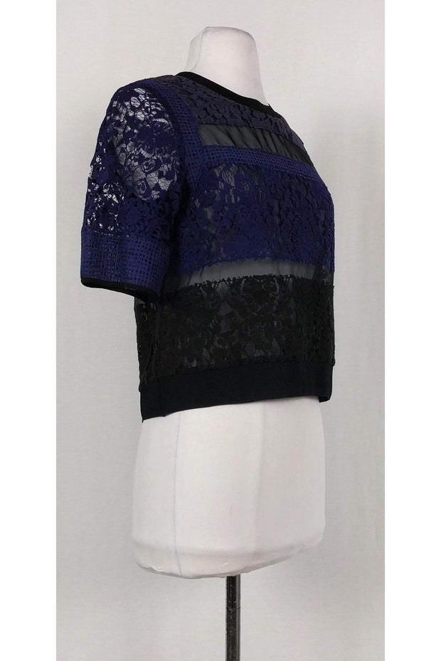Current Boutique-Rebecca Taylor - Navy & Black Short Sleeve Top Sz S