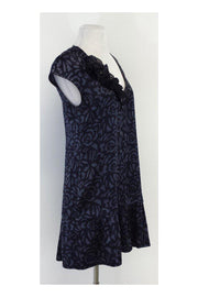 Current Boutique-Rebecca Taylor - Navy & Blue Floral Print Dress Sz 4