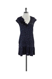 Current Boutique-Rebecca Taylor - Navy & Blue Floral Print Dress Sz 4