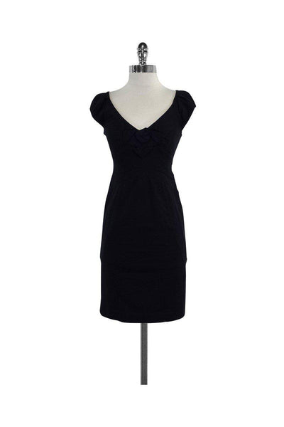 Current Boutique-Rebecca Taylor - Navy Cap Sleeve Rosette Dress Sz 0