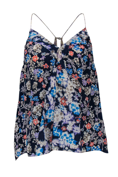 Current Boutique-Rebecca Taylor - Navy & Floral Silk Tank Top Sz 6