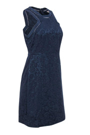 Current Boutique-Rebecca Taylor - Navy Lace Sheath Dress w/ Lattice Trim Sz 4