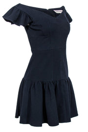 Current Boutique-Rebecca Taylor - Navy Off-the-Shoulder Flounce Dress Sz 2