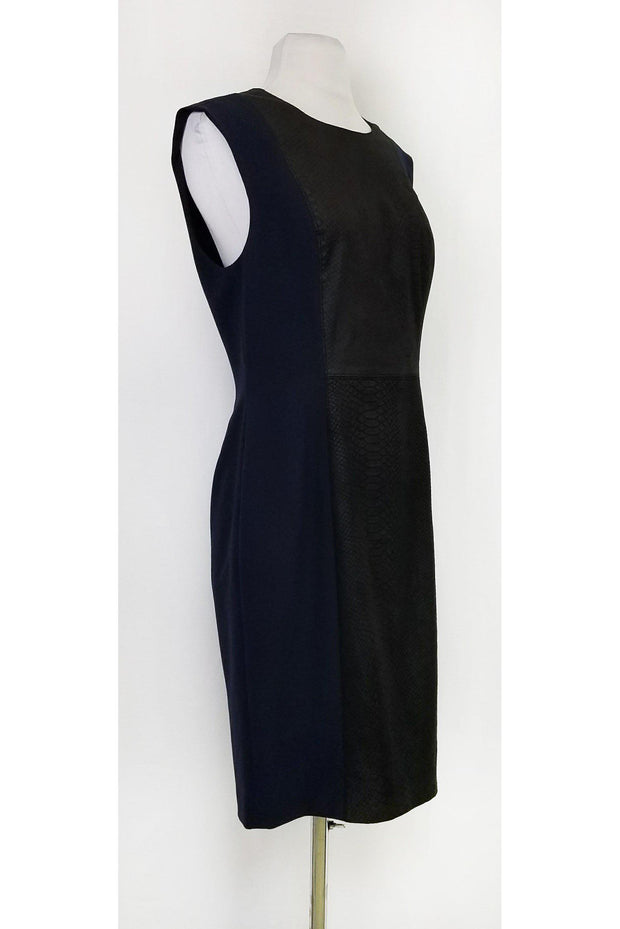 Current Boutique-Rebecca Taylor - Navy Pierced Leather Shift Dress Sz 10