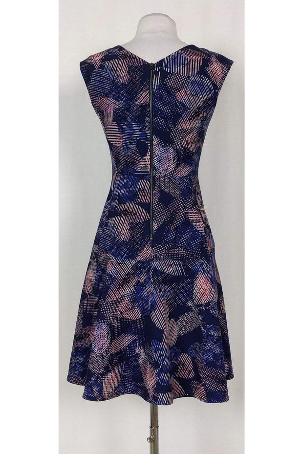 Current Boutique-Rebecca Taylor - Navy & Pink Abstract Print Dress Sz 2