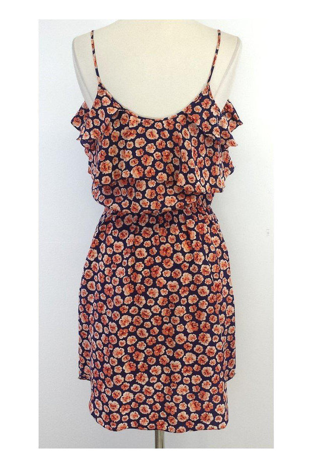 Current Boutique-Rebecca Taylor - Navy & Pink Floral Print Silk Dress Sz 4