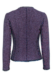 Current Boutique-Rebecca Taylor - Navy & Pink Woven Tweed Zip-Up Jacket Sz 4