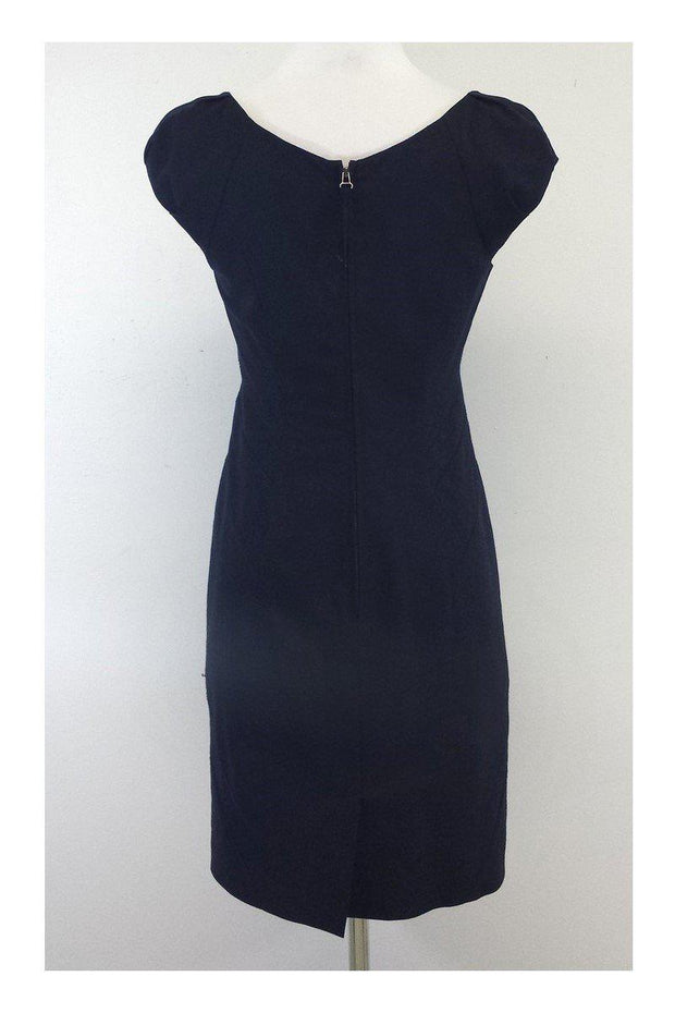 Current Boutique-Rebecca Taylor - Navy Wool & Cotton Rosette Dress Sz 8