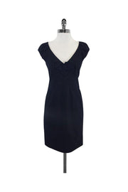 Current Boutique-Rebecca Taylor - Navy Wool & Cotton Rosette Dress Sz 8