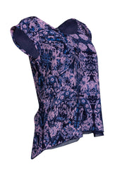 Current Boutique-Rebecca Taylor - Pink & Blue Floral Blouse Sz 2