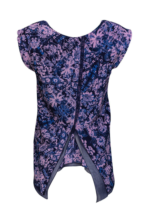 Current Boutique-Rebecca Taylor - Pink & Blue Floral Blouse Sz 2