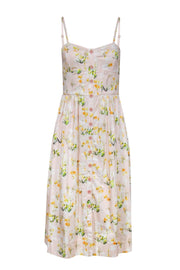 Current Boutique-Rebecca Taylor - Pink Floral Print Button-Up Midi Dress Sz 4