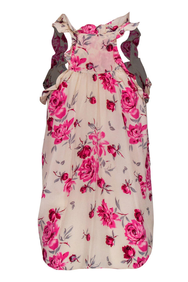 Current Boutique-Rebecca Taylor - Pink Floral Print & Sequin Ruffle Tank Sz 6