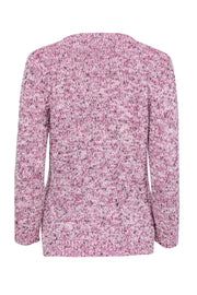 Current Boutique-Rebecca Taylor - Pink & Metallic Cotton Blend Sweater w/ Shoulder Zippers Sz S