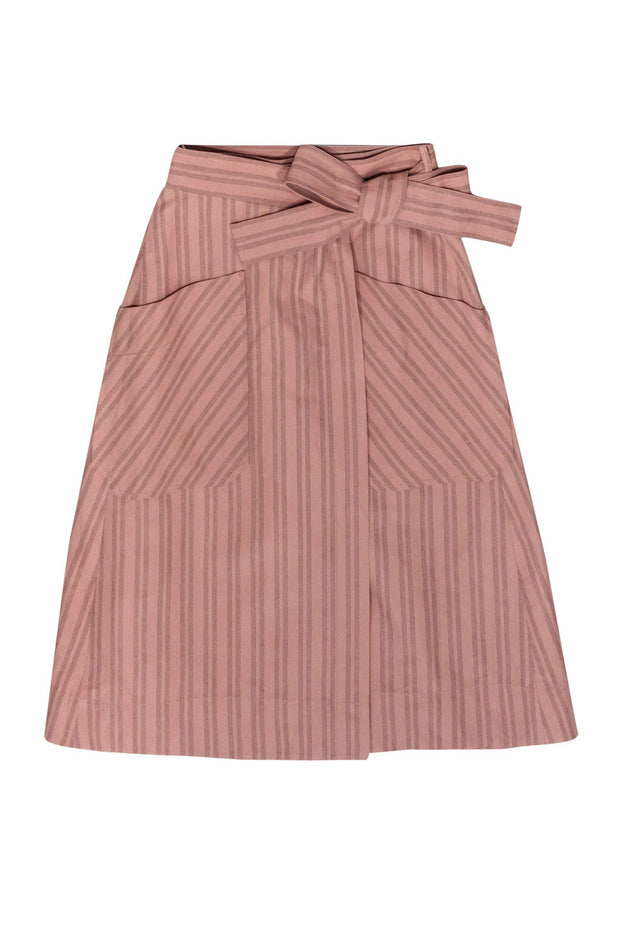 Current Boutique-Rebecca Taylor - Pink Pinstripe Wrap Midi Skirt Sz 2