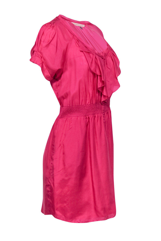 Current Boutique-Rebecca Taylor - Pink Smock Waist Ruffle Dress Sz 8