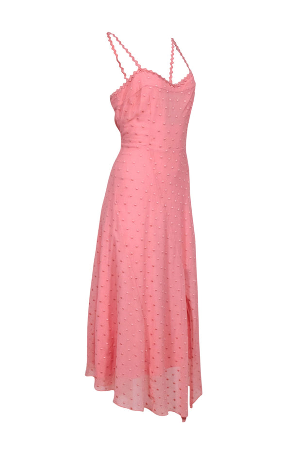 Current Boutique-Rebecca Taylor - Pink Swiss Dot Sleeveless Maxi Dress Sz 14