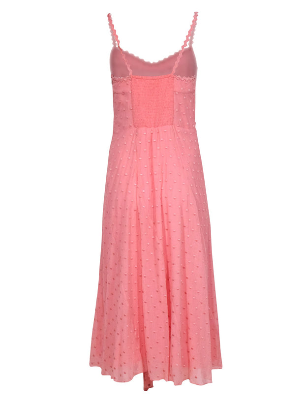 Current Boutique-Rebecca Taylor - Pink Swiss Dot Sleeveless Maxi Dress Sz 14