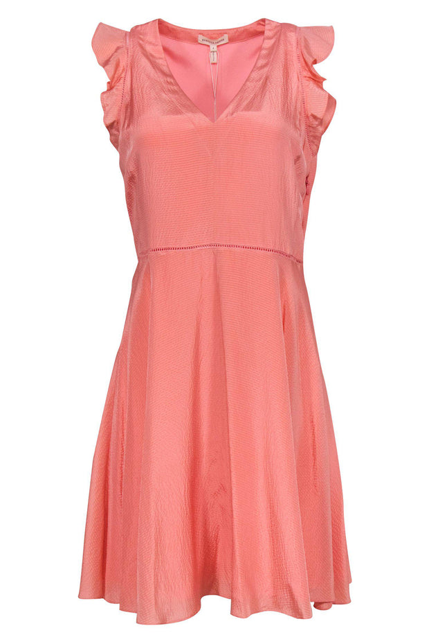Current Boutique-Rebecca Taylor - Pink Textured Silk Fit & Flare Dress Sz 4